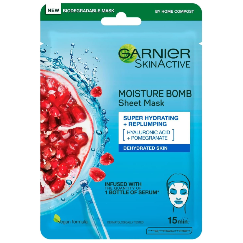 Garnier Moisture Bomb Pomegranate and Hyaluronic Acid Sheet Mask28g